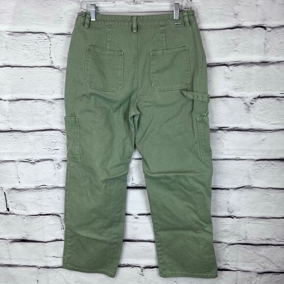 Billabong Olive Green Carpenter Pants Women’s Utility Workwear Cotton Straight L - Picture 7 of 9